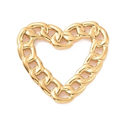 Golden Ion Plating(IP) 304 Stainless Steel Linking Rings, Curb Chain Style, Heart, Golden, 20.5x22x2mm, Inner Diameter: 9x12.5mm