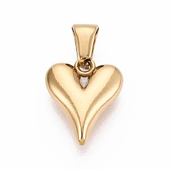 Настоящее золото 18K 304 подвески из нержавеющей стали, сердце прелести, ионное покрытие (ip), реальный 18 k позолоченный, 15x12x4 мм, отверстие : 6x2.5~3 мм