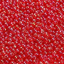 (DP254) Transparent Red AB Миюки 3.4мм капельные бусины, японский бисер, прозрачные цвета AB, (dp254) прозрачный красный ab, 3.4x3 мм, отверстие : 0.65 мм, Около 900 шт / 50 г