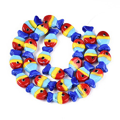 Разноцветный Бусы лэмпворк ручной работы, рыба с рисунком сглаза, красочный, 19~20x12.5x9 мм, отверстие : 0.8 мм, около 25 шт / нитка, 18.90 дюйм (48 см)