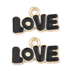 Черный Подвески из эмали и сплава, словесные любовные чары, стойки покрытие, без кадмия, без никеля и без свинца, золотые, чёрные, 11x20x1 мм, отверстие : 2 мм