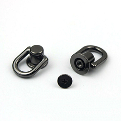 Gunmetal Alloy D Ring Head Screwback Button, with Screw, Button Studs Rivets for Phone Case DIY, DIY Art Leather Craft, Gunmetal, 2.2x1.2cm, Inner Diameter: 1cm