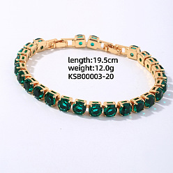 Зеленый Браслеты-цепочки из микрофибры из латуни в стиле хип-хоп для мужчин и женщин, зелёные, 7-5/8 дюйм (19.5 см)