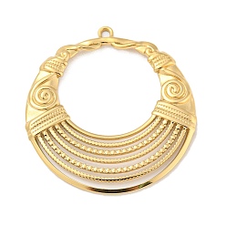 Real 14K Gold Plated 304 Stainless Steel Pendants, Round Ring Charm, Real 14K Gold Plated, 42x38.5x2.5mm, Hole: 3x2mm