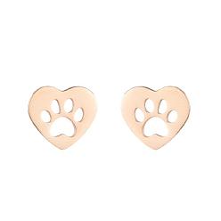 Розовое Золото Серьги-смайлики с геометрическим кругом и черепом, Подвески из медвежьей лапы и кленового листа, розовое золото , Размер 1