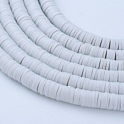 Light Grey Flat Round Eco-Friendly Handmade Polymer Clay Beads, Disc Heishi Beads for Hawaiian Earring Bracelet Necklace Jewelry Making, Light Grey, 8x0.5~1mm, Hole: 2mm, about 380~400pcs/strand, 17.7 inch