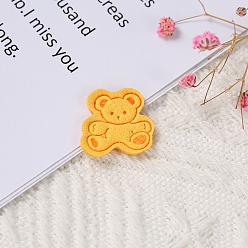 Gold Bear Cloth Labels, Handmade Embossed Tag, for DIY Jeans, Bags, Shoes, Hat Accessories, Gold, 18x19mm