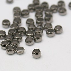 Gunmetal Brass Crimp Beads, Rondelle, Gunmetal, 3mm, Hole: 2mm, about 500pcs/20g