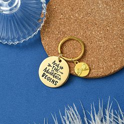 Золотой 201 брелок для ключей с эмалью из нержавеющей стали и сплавов, с медными кольцами, плоско-круглые, золотые, 5.5 см, Кулон : 18~30 мм