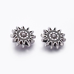 Antique Silver Tibetan Style Alloy Sun Beads, Lead Free & Cadmium Free, Antique Silver, 17x6mm, Hole: 2mm