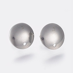 Stainless Steel Color 304 Stainless Steel Stud Earring Findings, with Loop, Flat Round, Stainless Steel Color, 13x2mm, Hole: 1.5mm, Pin: 0.8mm