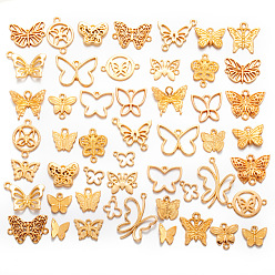 Light Gold Наборы подвесок и звеньев из сплава, бабочка, золотой свет, 10 мм, 50 шт / комплект