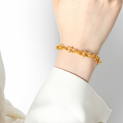 E397 - Golden Bracelet 22cm Stylish Minimalist Titanium Steel Chain Set for Women - Versatile Fashion Accessories with Bold 8-Link Design