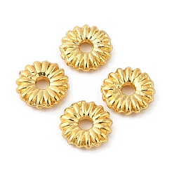 Golden Brass Spacer Beads, Cadmium Free & Lead Free, Flower, Long-Lasting Plated, Golden, 4x1mm, Hole: 0.9mm