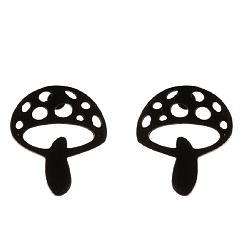Mushroom black Unique Asymmetric Love Lock Mushroom Earrings with Maple Leaf Design for Spring