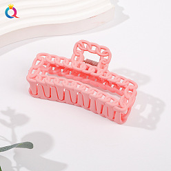 Matte Square Chain Clip - Pink Square Chain Hair Clip with Hollow Design for Updo Hairstyles and Shark Jaw Grip - Matte Finish