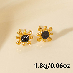 Золотой Цветок 304 из нержавеющей стали серьги стержня, золотые, 11x11 мм