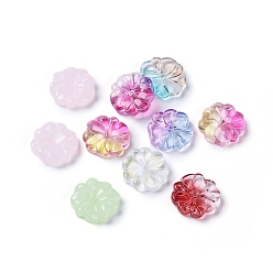 Mixed Color Transparent Glass Beads, Flower, Mixed Color, 15x4mm, Hole: 1.2mm