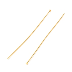 Real 18K Gold Plated Brass Flat Head Pins, Long-Lasting Plated, Real 18K Gold Plated, 63x0.7mm, Head: 2mm