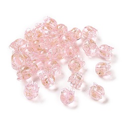 Pearl Pink Handmade Gold Sand Lampwork Beads, Tulip, Pearl Pink, 9x8.5mm, Hole: 1.6mm