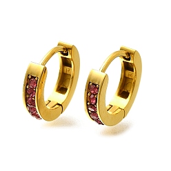 Индийский Розовый 304 серьги из нержавеющей стали для женщин, со стразами, ионное покрытие (ip), кольцо, реальный 14 k позолоченный, индийский розовый, 13.5x3 мм