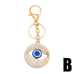 kca34-B Colored rhinestone devil's eye metal keychain pendant creative small gift bag pendant kca36