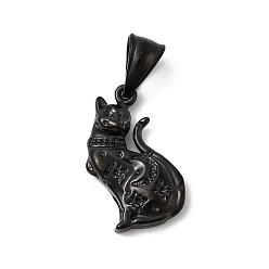 Черный 304 Настройки горный хрусталь из нержавеющей стали кулон, подвески в форме кошки, ионное покрытие (ip), чёрные, пригодный для стразов 1 мм, 25x15.5x6 мм, отверстие : 8 мм