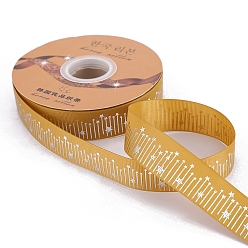 Goldenrod 45M Silver Stamping Star Polyester Grosgrain Ribbons, Costume Accessories, Goldenrod, 1 inch(25mm), about 49.21 Yards(45m)/Roll