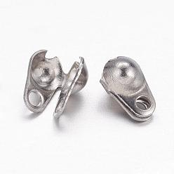 Stainless Steel Color 304 Stainless Steel Bead Tips, Calotte Ends, Clamshell Knot Cover, Stainless Steel Color, 5x3.5mm, Hole: 1mm, Inner Diameter: 2.5mm