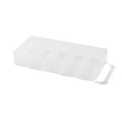 White PT Plastic Bead Containers, 5 Compartments, Rectangle, White, 9.05x17.8x3.1cm, Inner Diameter: 8.4x3.4cm