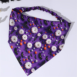 Purple Halloween Theme Cloth Triangle Turban Headband, for Women Girls, Purple, 260mm