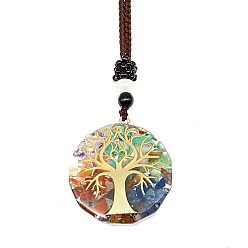 Tree of Life Ожерелья с подвесками из смолы, натуральных и синтетических драгоценных камней, древо жизни, 25.59 дюйм (65 см)