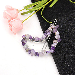 Аметист Заколки для волос из сплава, с аметистом, аксессуары для волос для женщин и девочек, луна, 57x45 мм