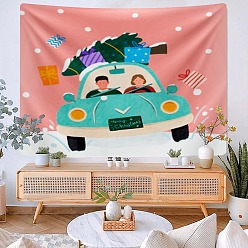 Car Christmas Theme Polyester Wall Hanging Tapestry, for Bedroom Living Room Decoration, Rectangle, Car, 730x950mm