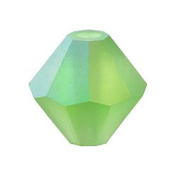 50520 20019 Peridot AB Matt Хрустальные бусины preciosa®, чешский хрусталь, биконус(451 69 302 рондель), 50520 20019 перидот ab матовый, 4 мм, отверстие : 0.8 мм