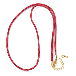 Красный 2мм круглый нейлоновый миланский шнур для изготовления ожерелья, с латунными выводами и 303 застежками из лобстера из нержавеющей стали, реальный 18 k позолоченный, красные, 18.50~18.70 дюйм (47~47.5 см)