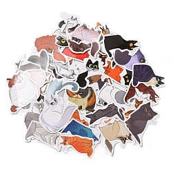 Mixed Color 50 Sheets Paper Cat Stickers, Mixed Color, 35~60x31.5~62mm, Hole: 0.2mm