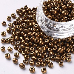 Coconut Brown 8/0 Glass Seed Beads, Metallic Colours, Coconut Brown, 3mm, Hole: 1mm, about 10000pcs/pound