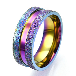 Rainbow Color 201 рифленое кольцо из нержавеющей стали для мужчин и женщин, Радуга цветов, внутренний диаметр: 18 мм, широк: 8 мм