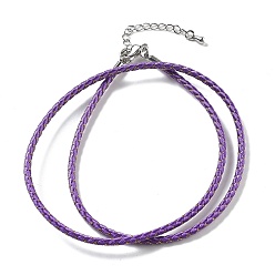 Фиолетовый Изготовление плетеных ожерелий из полиэфирного шнура, с латунной фурнитурой , нержавеющая сталь застежками, долговечный, платина, фиолетовые, 18-3/4 дюйм (47.5 см)