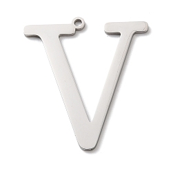 Letter V 304 подвески из нержавеющей стали, буквы, Буква V, 39x34.5x1.4 мм, отверстие : 2 мм
