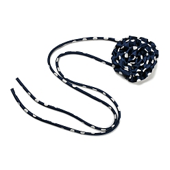 Midnight Blue Polka Dot Pattern Fabric Rose Tie Choker Necklaces for Women, Adjustable Jewelry for Birthday Wedding Party, Midnight Blue, 56.69~56.89inch(144~144.5cm), 6mm