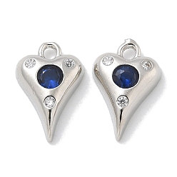 Платина Стойка металлическая латунная микропрофилированная кубическая циркония подвески, долговечный, без свинца и без кадмия, сердце прелести, платина, 11.5x7.5x3 мм, отверстие : 1.5 мм