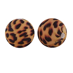 Peru Round with Leopard Print Pattern Food Grade Silicone Beads, Silicone Teething Beads, Peru, 15mm
