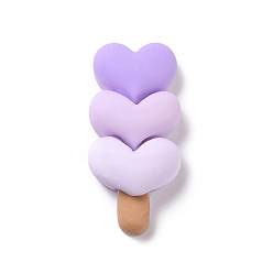 Lilac Cute Opaque Resin Decoden Cabochons, Ice Cream with Heart, Imitation Food, Lilac, 32x15x8mm