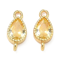 Золотистый Латунные подвески-каплевидные элементы с кубическим цирконием, инкрустированные фианитами., золотые, стойки покрытие, без кадмия и без свинца, долговечный, золотые, 13.5x6x3 мм, отверстия : 1.4 mm и 1.6 мм
