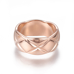 Rose Gold 304 Stainless Steel Finger Rings, Wide Band Rings, Rose Gold, Size 6~10, 16~20mm