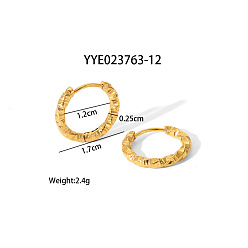 Золотой 304 стальные скрученные серьги обруча нержавеющей, золотые, 17x2.5x12 мм