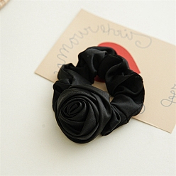 Black Rose Cloth Elastic Hair Accessories, for Girls or Women, Scrunchie/Scrunchy Hair Ties, Black, 100mm