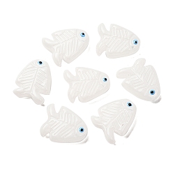 Белый Прозрачные стеклянные эмалевые бусины, рыба, белые, 21.5x18x7 мм, отверстие : 1.5 мм